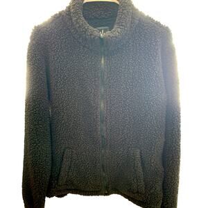 PULSE Black Sherpa Zipup Jacket Cozy Warm Ski Pockets Women's